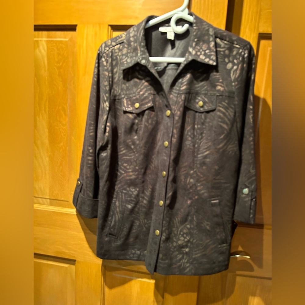 M Collection Black Patterned Jacket Size M